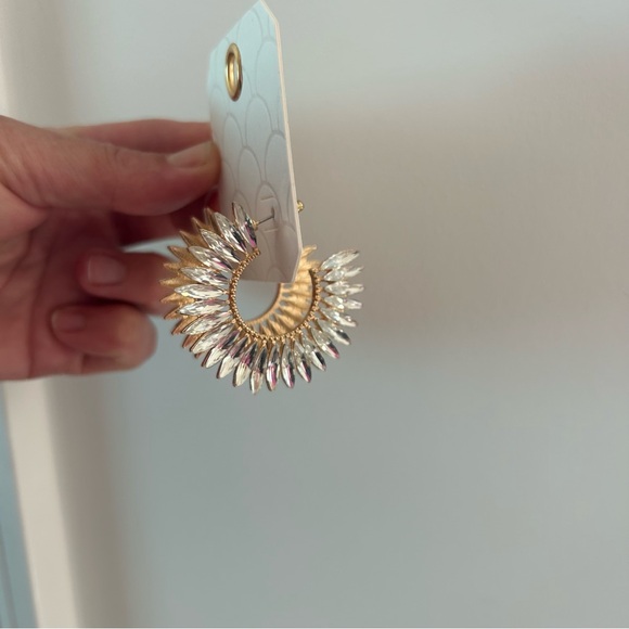 NWT Gold Hoop Earrings with CZ - Picture 1 of 6